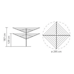 Brabantia 4 Arm Rotary Liftomatic Airer, 60m -Dunelm Sales Store 1000078359 alt03