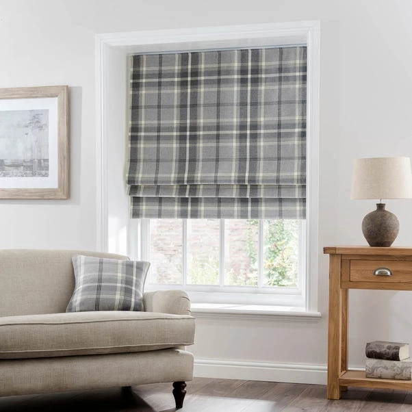 Dunelm Highland Check Dove Grey Blackout Roman Blind 4 Dunelm Highland Check Dove Grey Blackout Roman Blind - Image 2