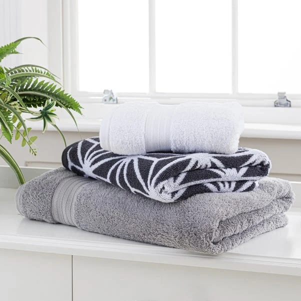 Dunelm Charcoal Geo Towel 7 Dunelm Charcoal Geo Towel - Image 5