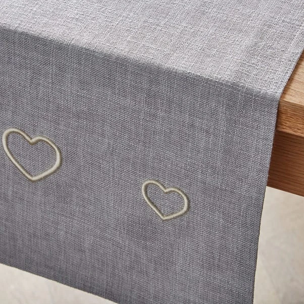 Dunelm Country Hearts Dove Grey Runner 4 Dunelm Country Hearts Dove Grey Runner - Image 2