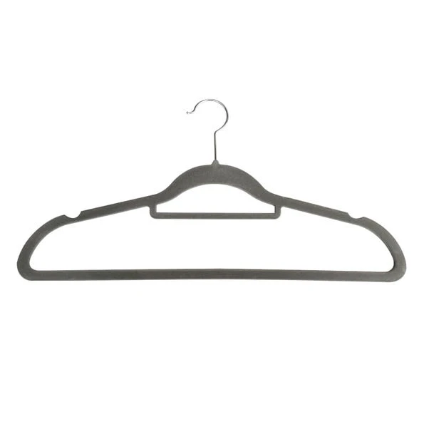 Dunelm Pack Of 10 Grey Flocked Hangers 4 Dunelm Pack Of 10 Grey Flocked Hangers - Image 2