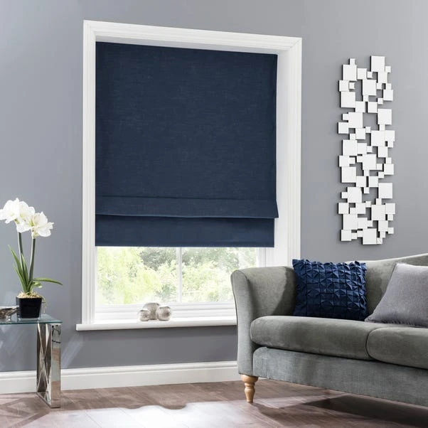 Dunelm Linen Mix Denim Blackout Roman Blind 4 Dunelm Linen Mix Denim Blackout Roman Blind - Image 2