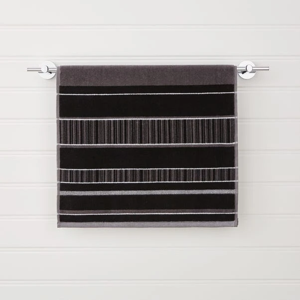 Dunelm Sheared Stripe Black Towel 4 Dunelm Sheared Stripe Black Towel - Image 2
