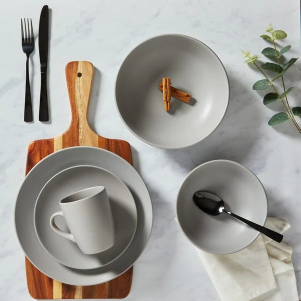 Dunelm Stoneware Grey Matte 12 Piece Dinner Set 5 Dunelm Stoneware Grey Matte 12 Piece Dinner Set - Image 3