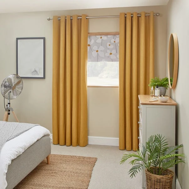 Dunelm Elements Lena Floral Ochre Blackout Roller Blind 6 Dunelm Elements Lena Floral Ochre Blackout Roller Blind - Image 4