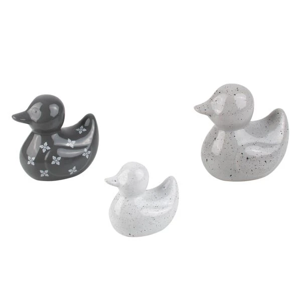Dunelm Set Of 3 Geo Grey Ceramic Ducks 4 Dunelm Set Of 3 Geo Grey Ceramic Ducks - Image 2