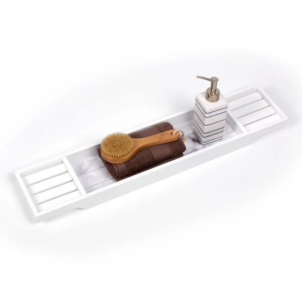Dunelm Marble Effect Bamboo Bath Rack 4 Dunelm Marble Effect Bamboo Bath Rack - Image 2