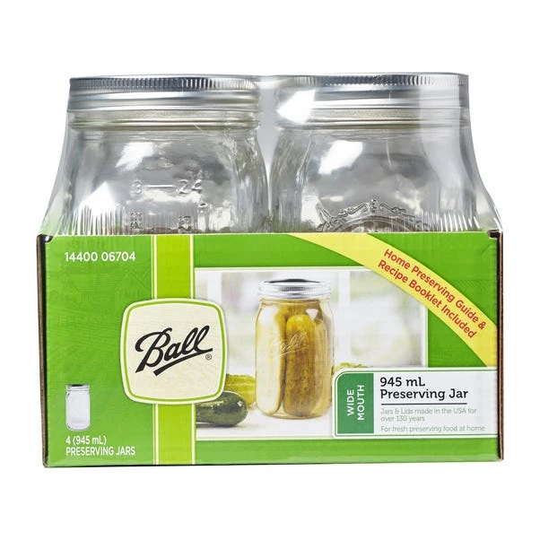 Pack Of 4 Ball Mason 945ml Wide Mouth Preserving Jars 4 Pack Of 4 Ball Mason 945ml Wide Mouth Preserving Jars - Image 2