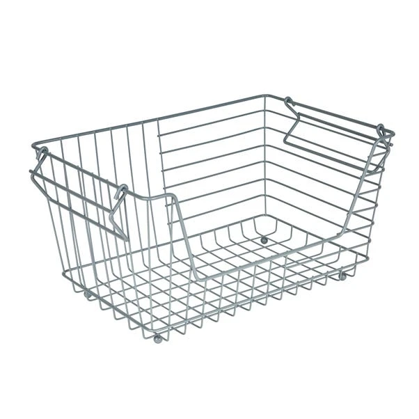 Dunelm Grey Stackable Wire Basket 5 Dunelm Grey Stackable Wire Basket - Image 3
