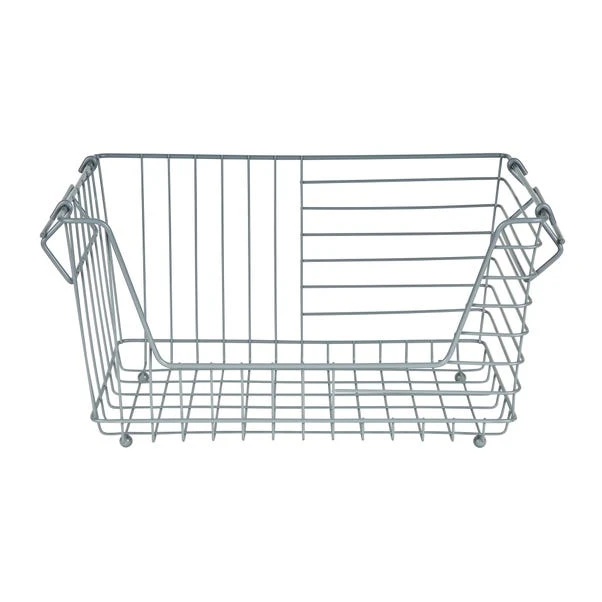 Dunelm Grey Stackable Wire Basket 6 Dunelm Grey Stackable Wire Basket - Image 4