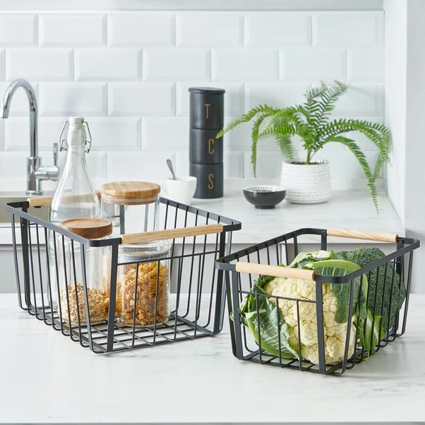 Dunelm Small Black Food Storage Basket 4 Dunelm Small Black Food Storage Basket - Image 2