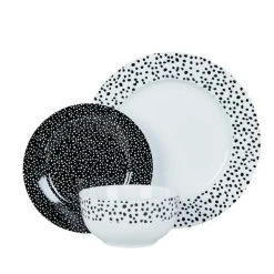 Dunelm Dottie Black 12 Piece Dinner Set 8 Dunelm Dottie Black 12 Piece Dinner Set -Dunelm Sales Store 1000167957 alt01