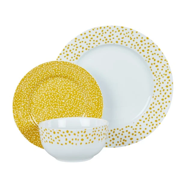 Dunelm Dotty Ochre 12 Piece Dinner Set 4 Dunelm Dotty Ochre 12 Piece Dinner Set - Image 2