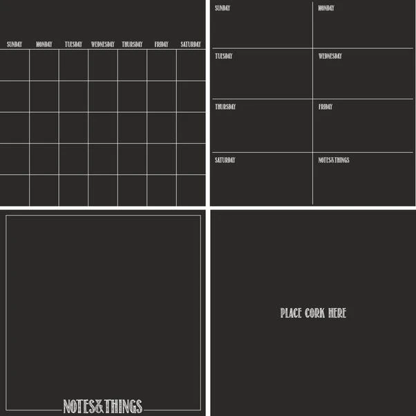 Wallpops Black 4 Piece Organisation Board 4 Wallpops Black 4 Piece Organisation Board - Image 2