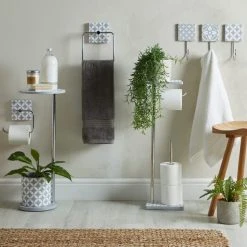 Dunelm Geo Tile Grey Toilet Roll Holder 9 Dunelm Geo Tile Grey Toilet Roll Holder -Dunelm Sales Store 1000180572 alt03