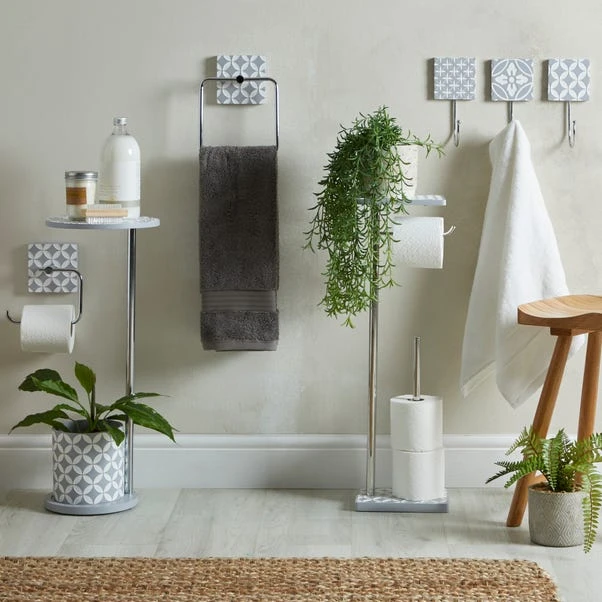 Dunelm Geo Tile Grey Toilet Roll Holder 6 Dunelm Geo Tile Grey Toilet Roll Holder - Image 4