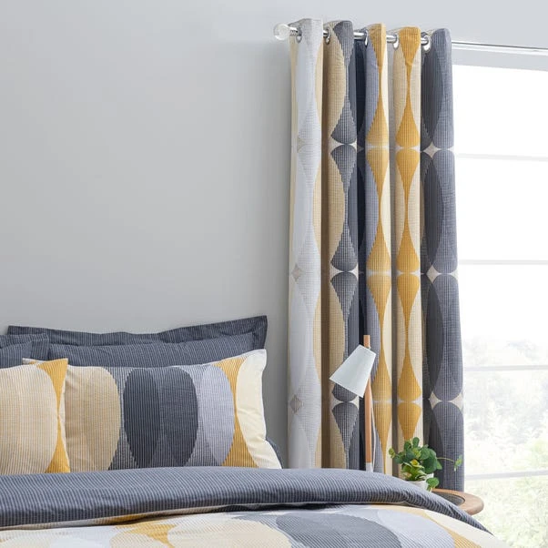 Elements Elijah Ochre Blackout Eyelet Curtains 4 Elements Elijah Ochre Blackout Eyelet Curtains - Image 2