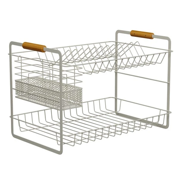 Dunelm Cream And Bamboo Two Tier Drainer 4 Dunelm Cream And Bamboo Two Tier Drainer - Image 2