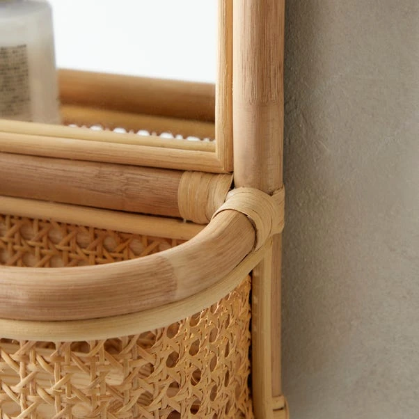 Dunelm Bent Cane Anti Bacterial Mirror With Shelf 4 Dunelm Bent Cane Anti Bacterial Mirror With Shelf - Image 2