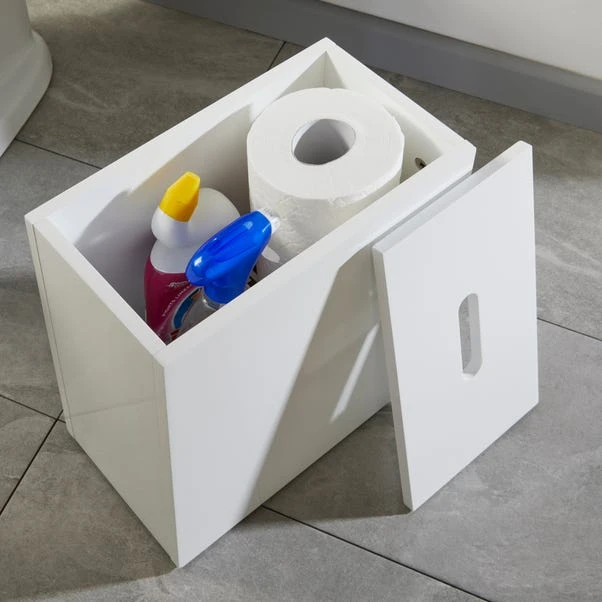 Lloyd Pascal Jasper White Gloss Bathroom Tidy With Removable Lid 4 Lloyd Pascal Jasper White Gloss Bathroom Tidy With Removable Lid - Image 2