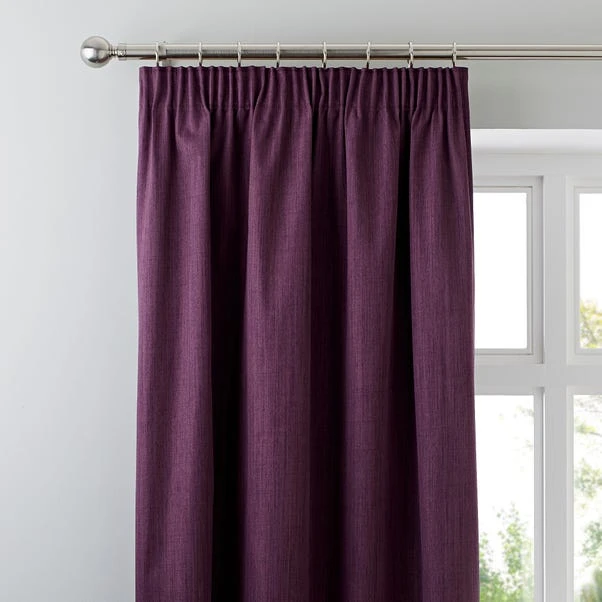 Dunelm Solar Aubergine Blackout Pencil Pleat Curtains 3 Dunelm Solar Aubergine Blackout Pencil Pleat Curtains