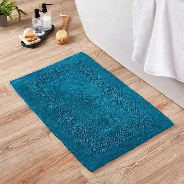 Dunelm Super Soft Reversible Teal Bath Mat 3 Dunelm Super Soft Reversible Teal Bath Mat