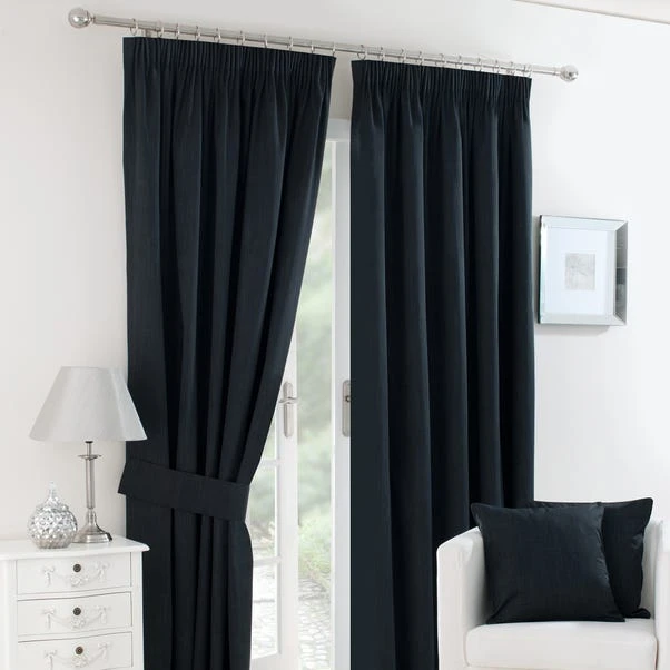 Dunelm Solar Black Blackout Pencil Pleat Curtains 4 Dunelm Solar Black Blackout Pencil Pleat Curtains - Image 2
