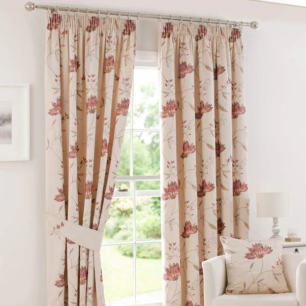 Dunelm Amelia Red Pencil Pleat Curtains 4 Dunelm Amelia Red Pencil Pleat Curtains - Image 2