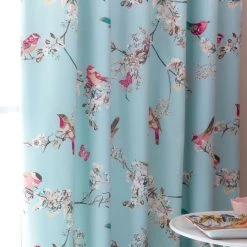 Dunelm Beautiful Birds Duck-Egg Thermal Pencil Pleat Curtains 8 Dunelm Beautiful Birds Duck-Egg Thermal Pencil Pleat Curtains -Dunelm Sales Store 30131920 alt02