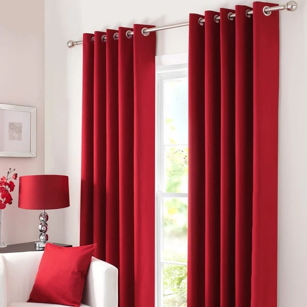 Dunelm Solar Red Blackout Eyelet Curtains 4 Dunelm Solar Red Blackout Eyelet Curtains - Image 2