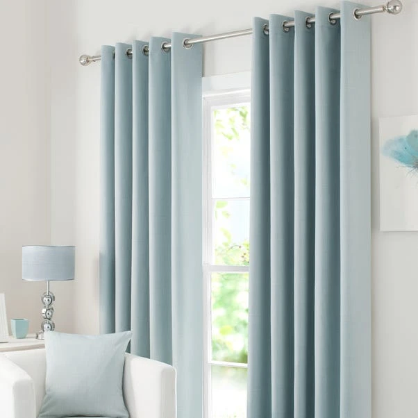 Dunelm Solar Duck Egg Blackout Eyelet Curtains 4 Dunelm Solar Duck Egg Blackout Eyelet Curtains - Image 2