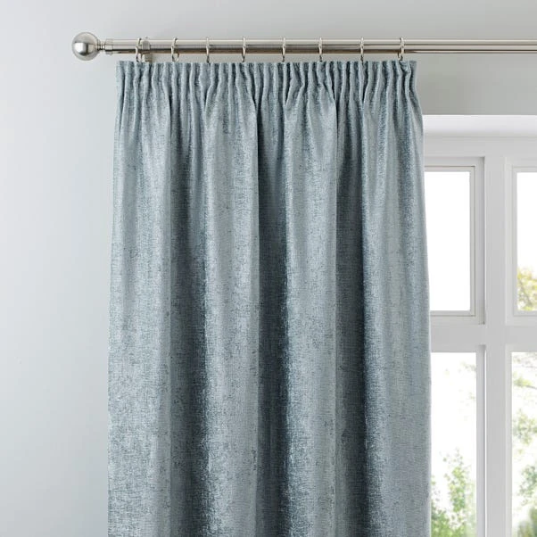 Luxury Collection Chenille Duck-Egg Pencil Pleat Curtains 3 Luxury Collection Chenille Duck-Egg Pencil Pleat Curtains