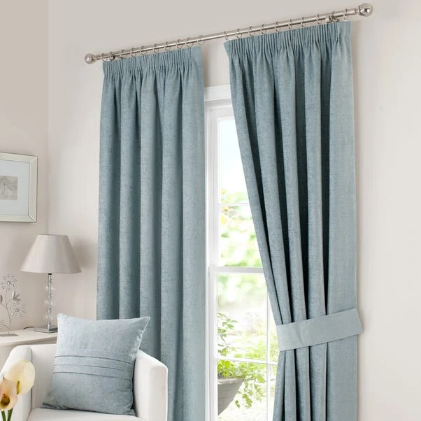 Luxury Collection Chenille Duck-Egg Pencil Pleat Curtains 4 Luxury Collection Chenille Duck-Egg Pencil Pleat Curtains - Image 2