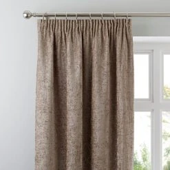 Luxury Collection Chenille Taupe Pencil Pleat Curtains