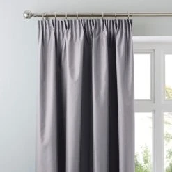 Dunelm Nova Grey Blackout Pencil Pleat Curtains