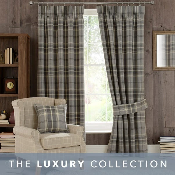 Highland Check Dove Grey Pencil Pleat Curtains 4 Highland Check Dove Grey Pencil Pleat Curtains - Image 2