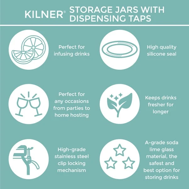 Kilner 5 Litre Clip Top Drinks Dispencer 6 Kilner 5 Litre Clip Top Drinks Dispencer - Image 4