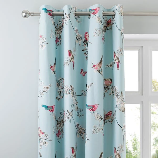 Dunelm Beautiful Birds Duck-Egg Thermal Eyelet Curtains 3 Dunelm Beautiful Birds Duck-Egg Thermal Eyelet Curtains