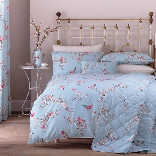 Dunelm Beautiful Birds Duck-Egg Thermal Eyelet Curtains 4 Dunelm Beautiful Birds Duck-Egg Thermal Eyelet Curtains - Image 2