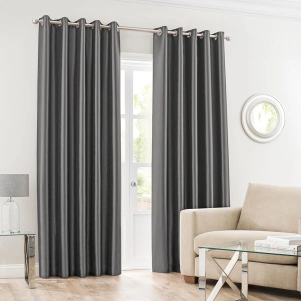 Dunelm Montana Charcoal Eyelet Curtains 4 Dunelm Montana Charcoal Eyelet Curtains - Image 2