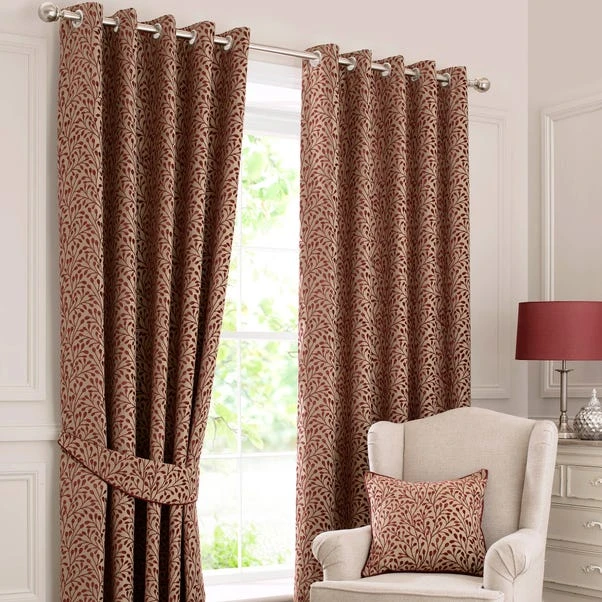 Luxury Collection Willow Red Eyelet Curtains 4 Luxury Collection Willow Red Eyelet Curtains - Image 2