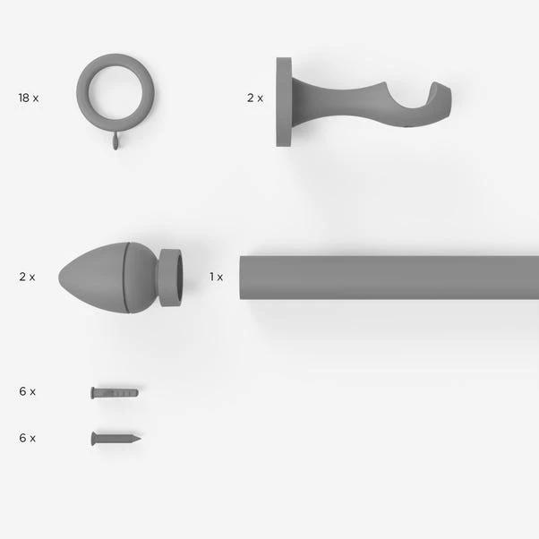 Dunelm Oregon Fixed Acacia Curtain Pole Dia. 28mm 4 Dunelm Oregon Fixed Acacia Curtain Pole Dia. 28mm - Image 2