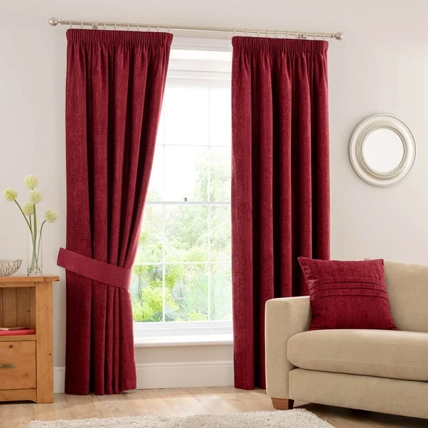 Luxury Collection Chenille Wine Pencil Pleat Curtains 4 Luxury Collection Chenille Wine Pencil Pleat Curtains - Image 2