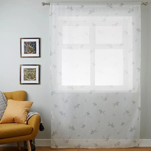 Dunelm Laura Grey Single Slot Top Voile Panel 6 Dunelm Laura Grey Single Slot Top Voile Panel - Image 4