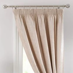 Dunelm Chenille Cream Thermal Pencil Pleat Door Curtain