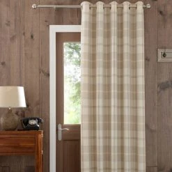 Dunelm Highland Check Natural Eyelet Door Curtain 6 Dunelm Highland Check Natural Eyelet Door Curtain -Dunelm Sales Store 30262387 alt01