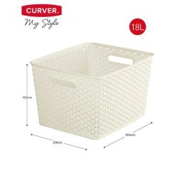 Curver 18L Vintage White Basket 13 Curver 18L Vintage White Basket -Dunelm Sales Store 30271755 alt06