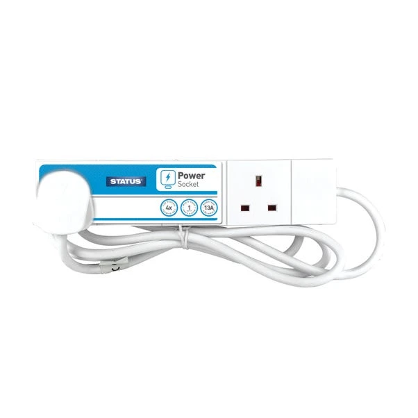 Status White 4-Way 1 Metre Extension Socket 3 Status White 4-Way 1 Metre Extension Socket
