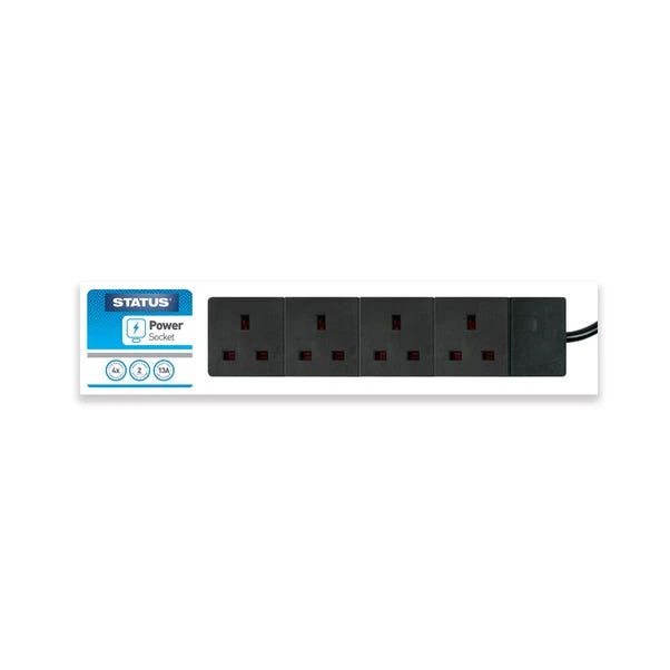 Status Black 4-way 2 Metre Extension Socket 3 Status Black 4-way 2 Metre Extension Socket