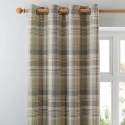 Luxury Collection Finley Check Green Eyelet Curtains